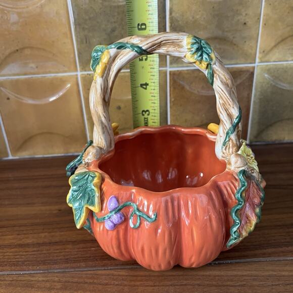 Autumn Accents Pumpkin Candy Bowl Centerpiece Planter Halloween Thanksgiving2003 - Picture 8 of 9